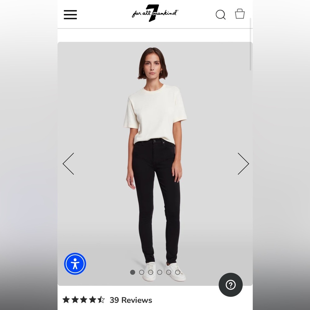 7 For All Mankind Black High Waist Skinny Jean